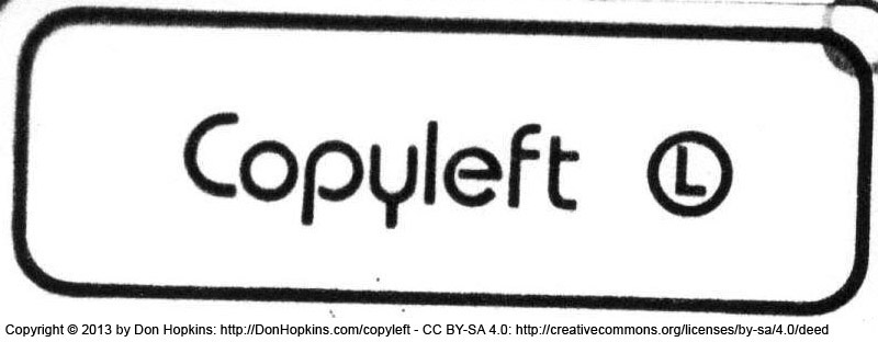 "Copyleft (L)" sticker mailed from Don Hopkins to Richard Stallman in 1984